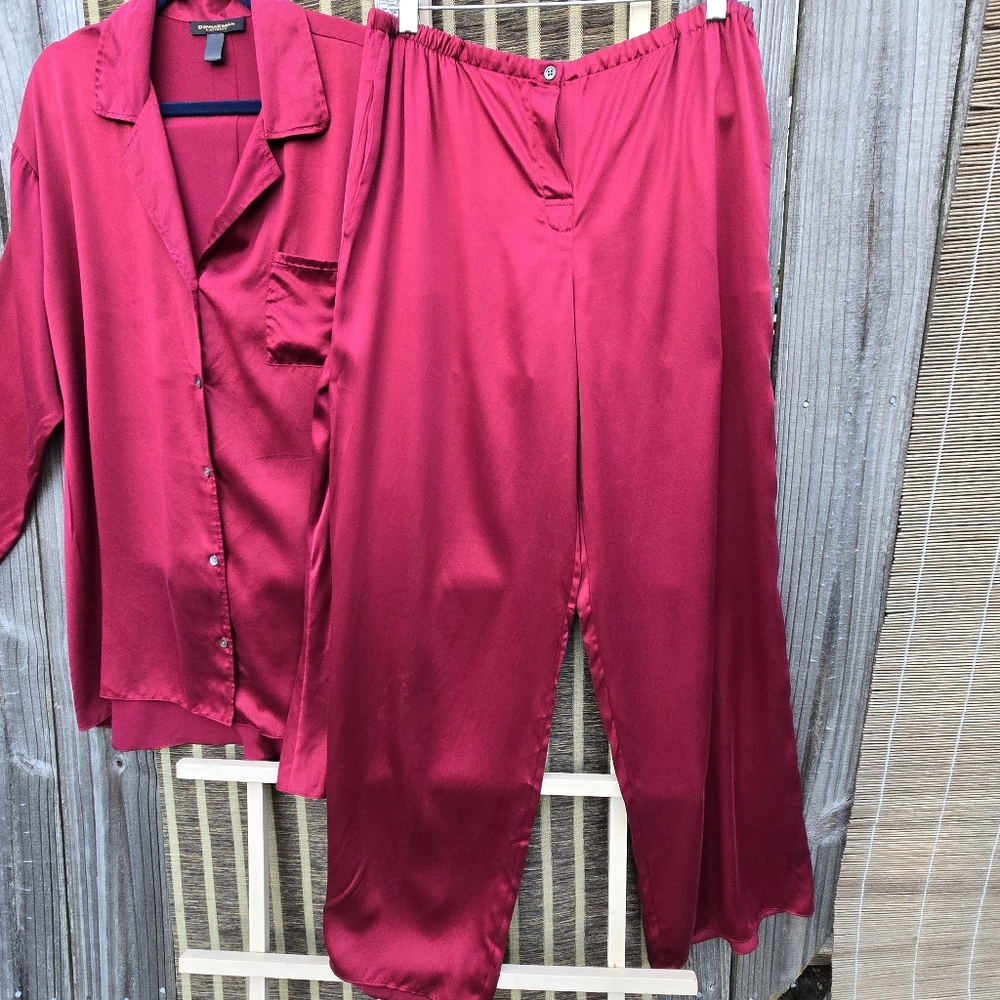 Donna Karan Silk PJ's Burgundy M - Picture 8 of 9